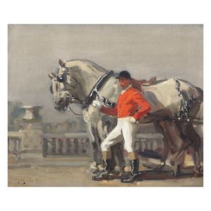 Sir Alfred James Munnings, PRA, RWS (British, 1878-1959) Lead horses and postilion