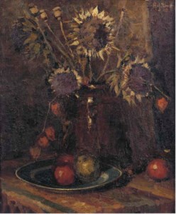 Stilleven: fruits and sunflowers