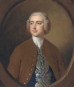 Portrait of Giles Eyre of Box, half-length, wearing a brown coat and waist-coat, in a feigned oval