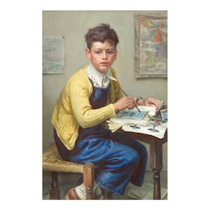 Dame Laura Knight, RA, RWS (British, 1877-1970) Portrait of Christopher (Painted in 1940.)