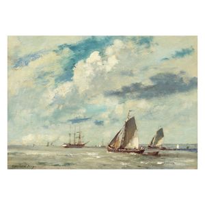 Edward Seago, RWS, RBA (British, 1910-1974) Shipping on the estuary