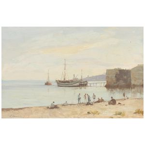 Edward Seago, RWS, RBA (British, 1910-1974) Fishing boats on the shores of the Marmara