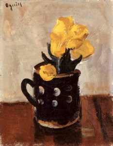 Fleurs jaunes dans une vase