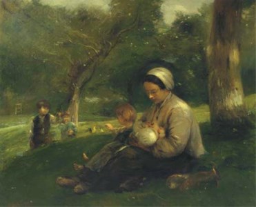 Mère et ses enfants au Saint-Siméon: the loving mother