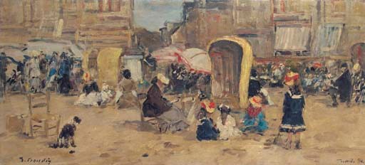 Eugène Boudin, La plage à Trouville