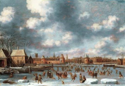 Figures skating on a frozen lake