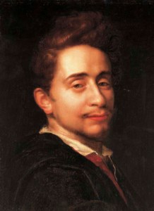 Portrait of a young man, bust-length, in a dark coat