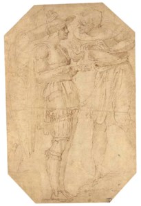 Three figures in discussion