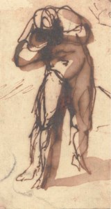 A nude leaning forward