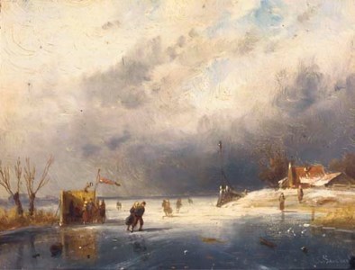 Skaters on the ice by a koek en zopie