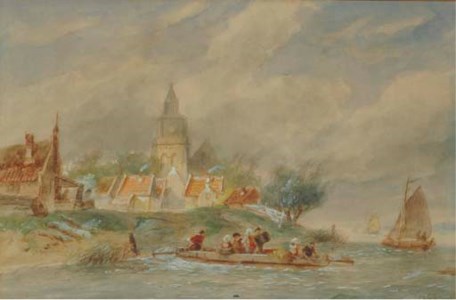 A ferry crossing a river