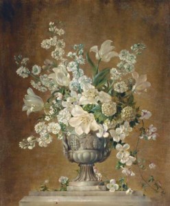 Still life with lilies, hydrangea, stock and clematis