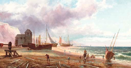 FISHING BOATS BEACHED AT SUNSET
