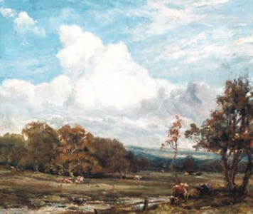 Cattle grazing in a landscape in Wharfdale, Yorkshire