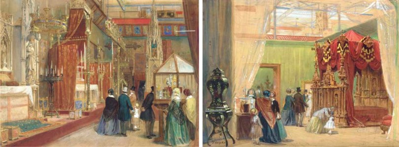 Two interiors of the Great Exhibition: The Medieval Court; and The Austrian Court