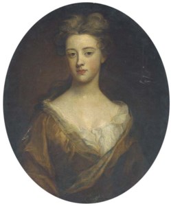 Portrait of a lady, half-length, in a brown dress