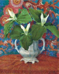 Flowers in a two-handled vase