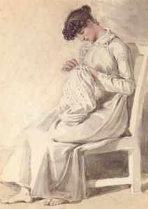 A girl sewing