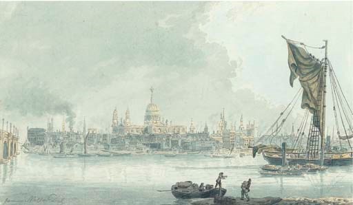 View of the Thames with St Paul's in the distance, London