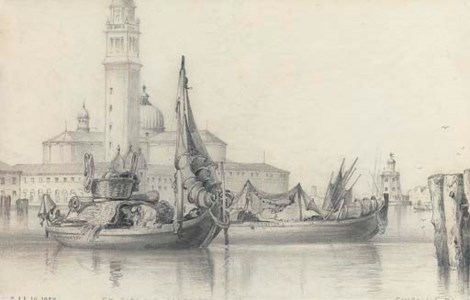 Fishing craft on the Lagoon, Venice, before San Giorgio Maggiore