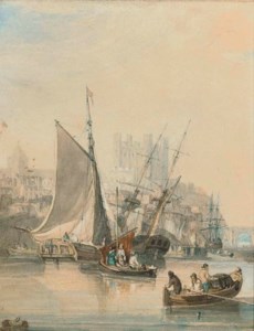 Low tide at Rochester (illustrated); and A stiff breeze off a fortress, probably Sheerness