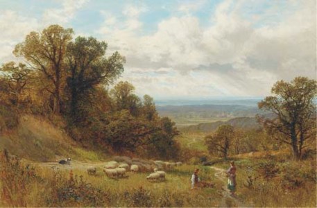 Young shepherd and maid in a landscape