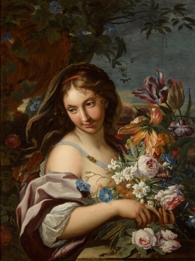 A bouquet of flowers held by a vestal 