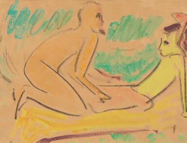 Erich Heckel und Fränzi an den Moritzburger Teichen, (zwei Menschen) (Erich Heckel and Fränzi at the Moritzburg ponds, (two people)) 