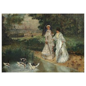 Jean-François Raffaëlli (French, 1850-1924) Feeding the wild ducks