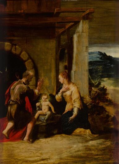 The Holy Family in a landscape