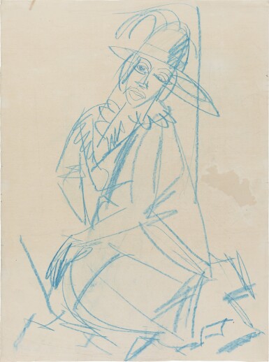 Sitzende Frau mit Hut