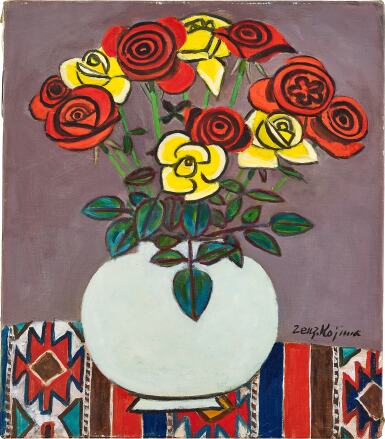 Zenzaburo Kojima 児島善三郎 | Roses in Choson dynasty porcelain  朝鲜王朝花瓶與薔薇