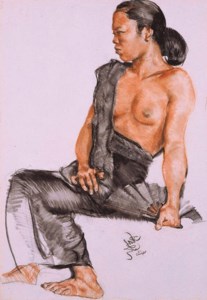 Seated lady with a fan