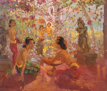 Adrien-Jean Le Mayeur, Women in the garden preparing offering