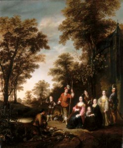 A family portrait in a landscape after a hunt