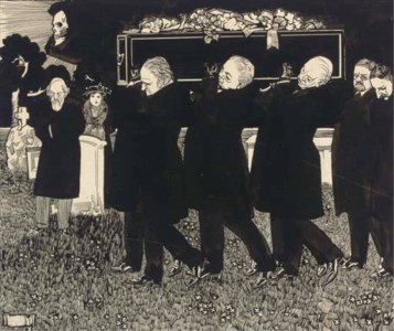 The funeral; and An old man in a chair