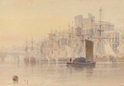 Trading vessels moored at the quayside, Newcastle-upon-Tyne
