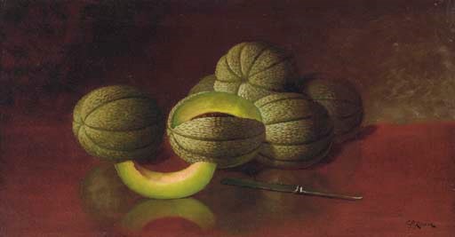 Still Life with Melons and Knife