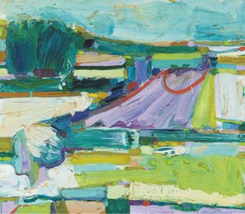 Figure in profile with fields