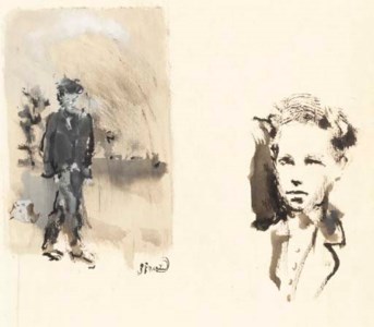 Jeune homme et portrait