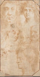 Seven heads with a self portrait and a portrait of Adriana Negretti ( recto ); Two heads ( verso )