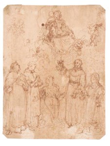 The Madonna and Child appearing to five saints