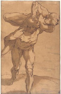 A man carrying another on his shoulders