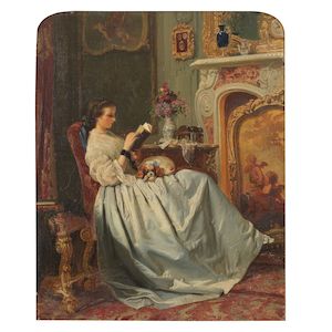 Charles Louis Baugniet (Belgian, 1814-1886) La liseuse