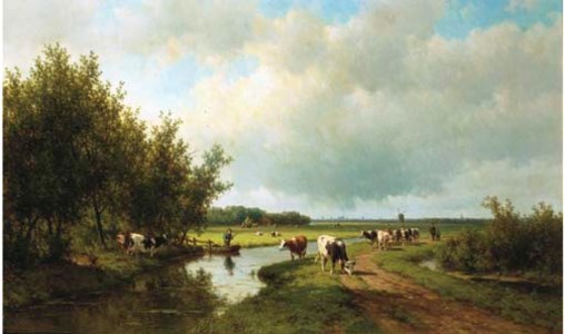 Landschap aan de Wippervaart te Heemstede: an extensive polder landscape in summer