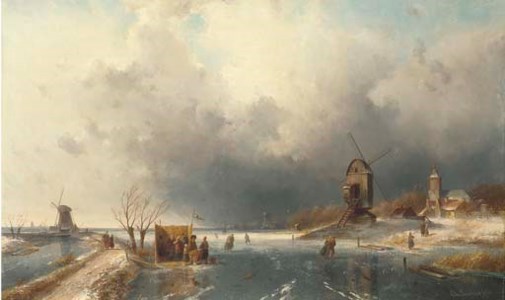 Skaters in a Winter landscape