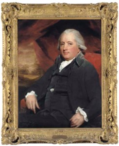 Portrait of the Right Hon. Robert Blair of Avontoun, half-length, seated, in a black suit, against a red curtain with a landscape beyond