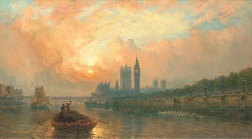 The Oxford and Cambridge Boat Race at Westminster
