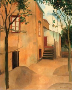 Houses with orange trees