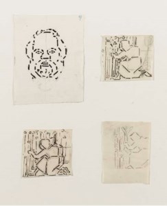 Four studies for Vlas , all in one frame